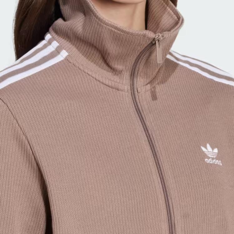 adidas Firebird Классический вязаный спортивный топ для женщин Мягкий комфорт Повседневная спортивная верхняя одежда Цвет: Коричневый со следом JD4604