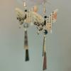 Chinese Fox Mask Folding Fan Asymmetrical Long Tassel Earrings For Women Girls Cherry Blossom Ear Hook Christmas Jewelry