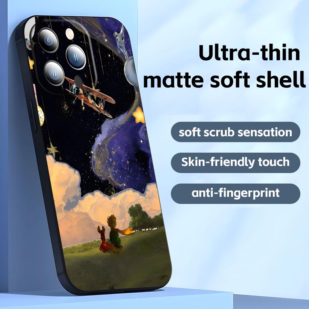 anime The Little Prince Phone Case For iPhone17 16 16e 15 14 13 12 11 Plus Mini Pro Max Soft black Shockproof Cover