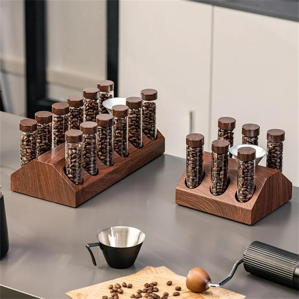 Coffee Beans Storage Container Display Rack Tea Tube Bottle Glass With Breathable Lid Espresso Accessory Tool Coffeware Set