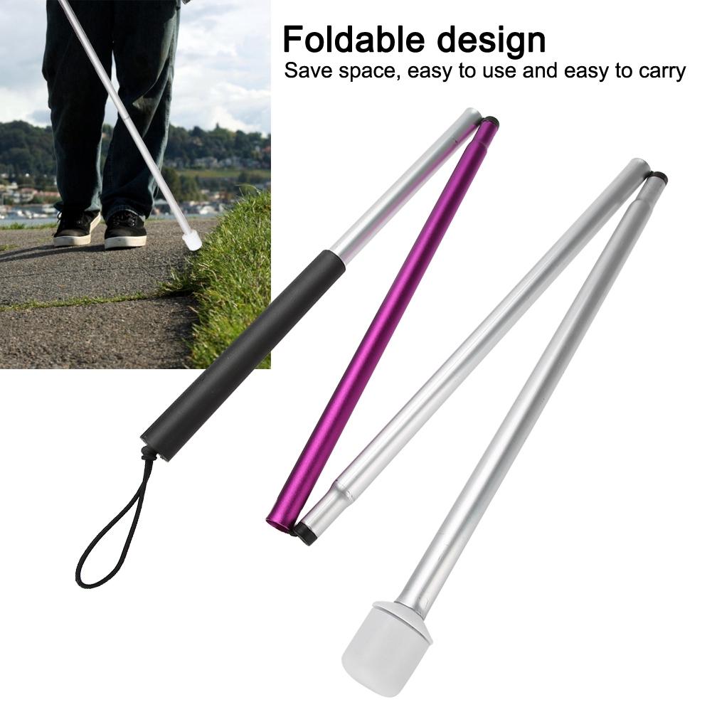 Folding Foldable Reflective Cane Crutch Portable Anti Shock Walking Stick Blind People