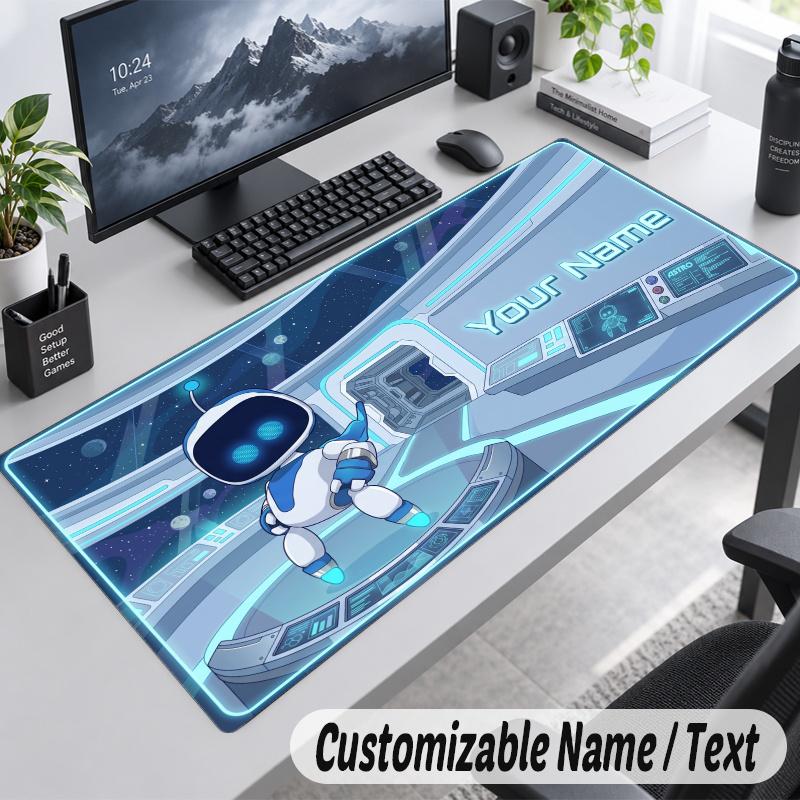 Astro Bot Personalized Large Mouse Pad Custom Name Text Extended Desk Mat Gaming Mousepad