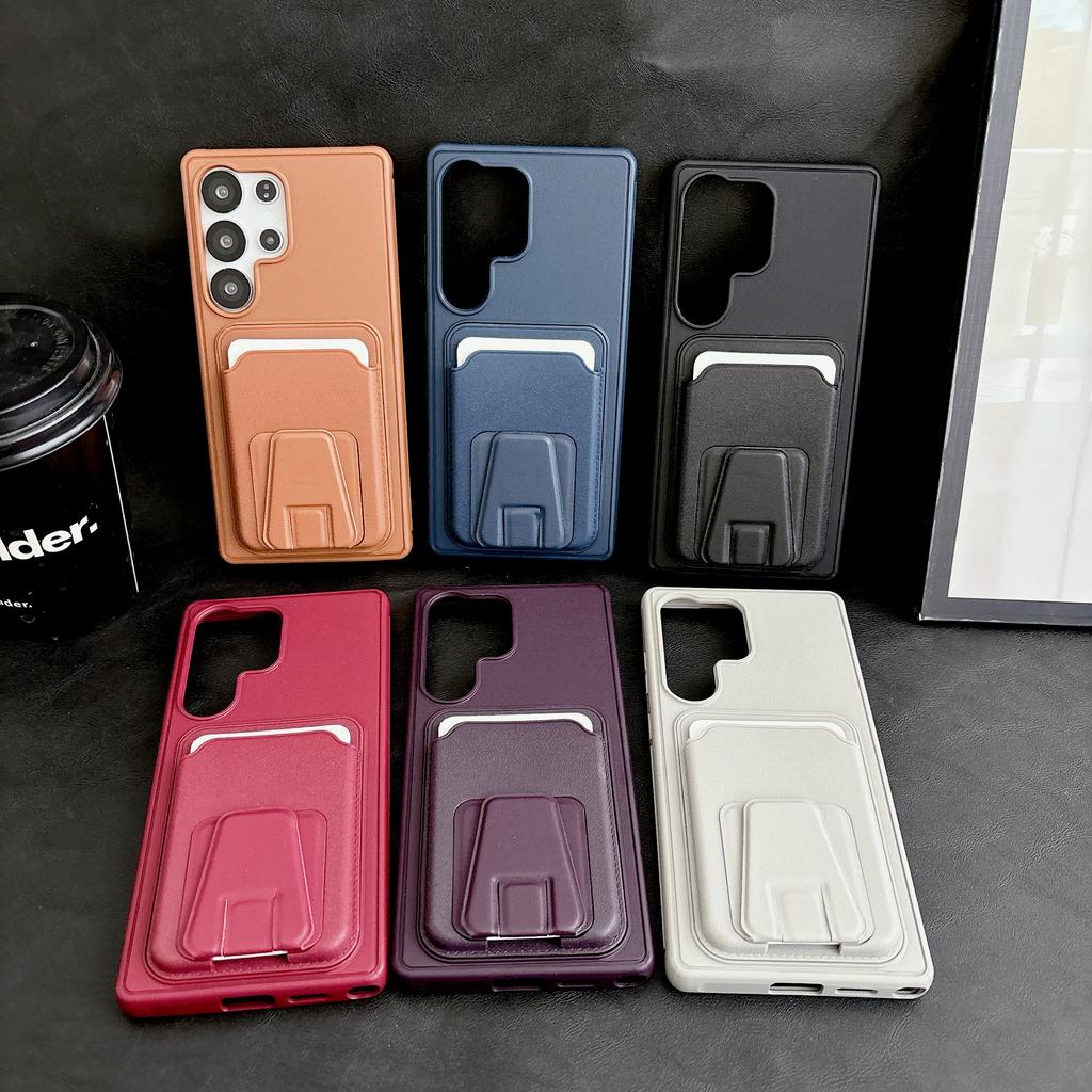 Деловой Однотонный Чехол Для Телефона Для Samsung S26 Ultra S25 Plus S24 A36 A56 A17 A07 Тонкий Ударопрочный Тройной Чехол-Кошелек