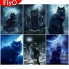 5D DIY Diamond Embroidery Black Cat Full Square Round Drill Craft Kit Diamond Painting Animal Needlework Home Decoration
