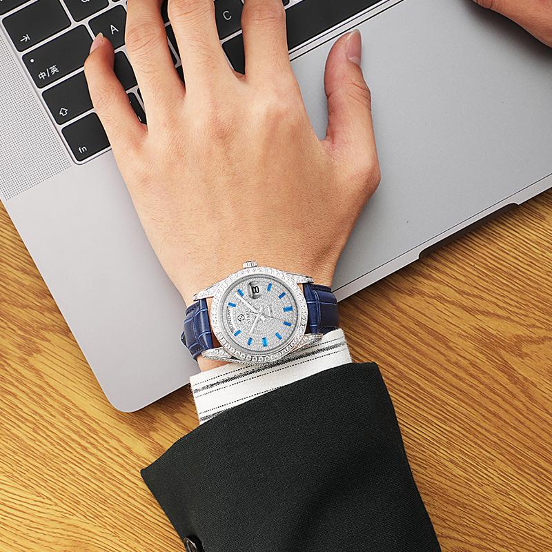 Start Мужские часы Gypsophila, официальные подлинные часы с бриллиантами, водонепроницаемые автоматические механические часы, функция даты и недели