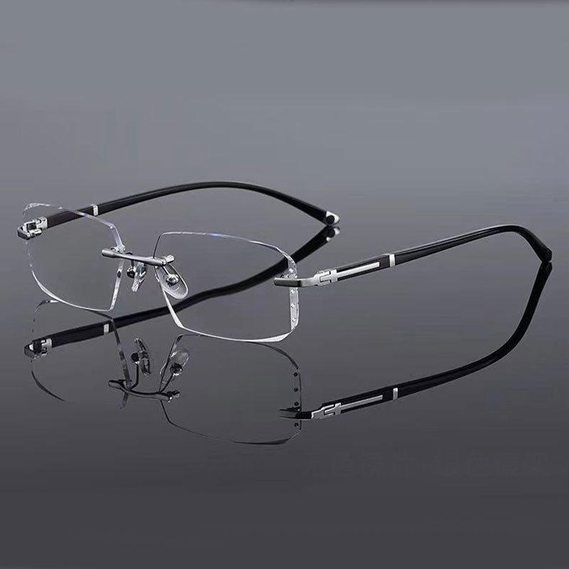 Men Anti Blue Light Computer Glasses Frameless Square Diamond Cut Edge Fashion Women Glasses Very Suitable for Hiking