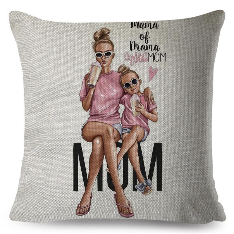 Модный милый мультяшный чехол для подушки Super Mama, льняной чехол 45*45 см, декор для мамы и ребенка, наволочка для дивана, дома, наволочка для суперпапы