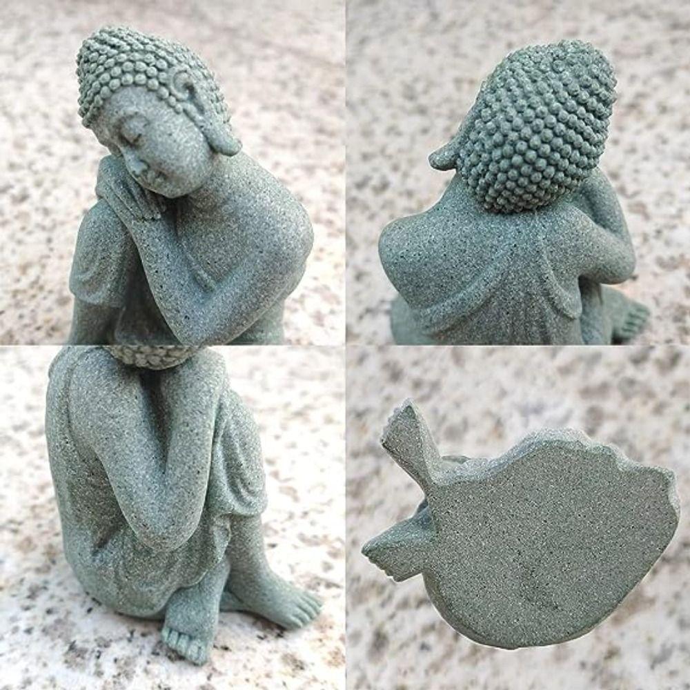 Sandstone Fish Tank Statue Craft Buddha Figurine Buddha Zen Sculpture Fish Tank Accessories