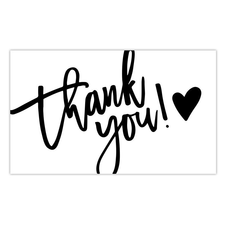 Black Thank You Greeting Cards, 50 Sheets/Pack