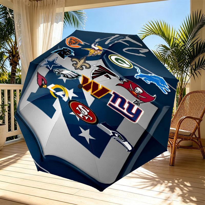 NFL Print Automatic Open Close Umbrella, Portable Foldable Umbrella, for Outdoor Commute Camping Trip, Ideal Birthday Gift
