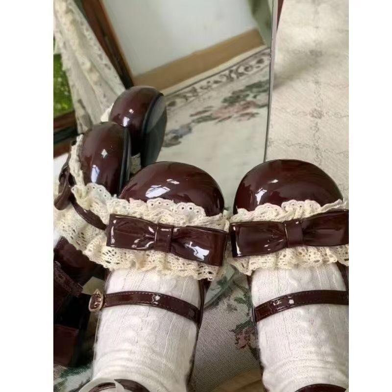 Sweet Bow Lolita Versatile Cute Sweet Cool Original Mary Round Head Single Shoes Leather Shoes Light Mouth New