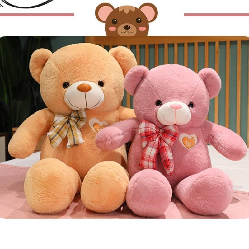 Adorable Large Teddy Bear Plush Toy In Pink Brown White And Yellow Perfect For Cuddling And Gifts
