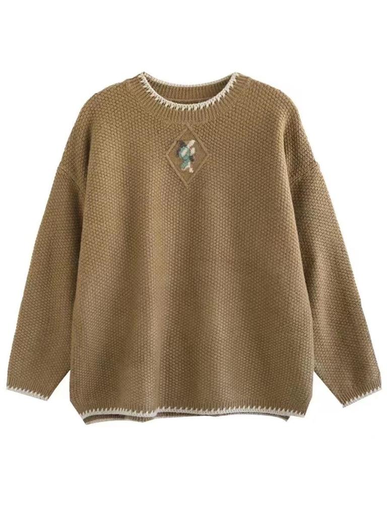 WTEMPO Женский вязаный свитер, зимний свободный свитер больших размеров с круглым вырезом