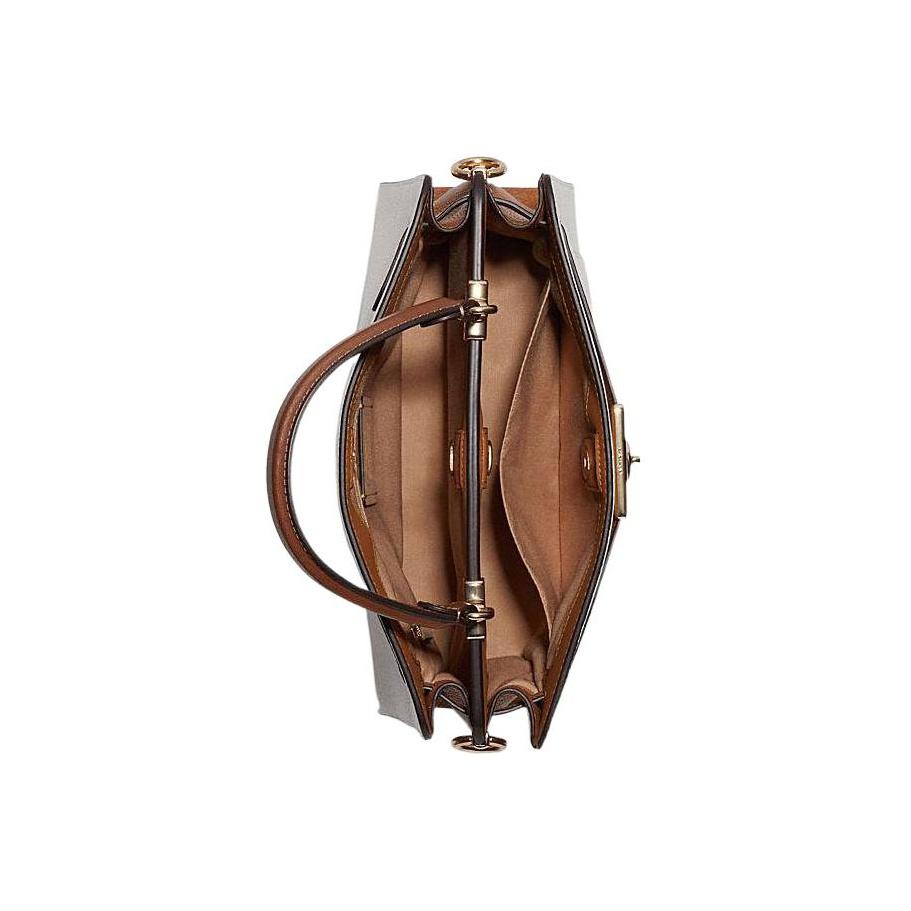 Coach Lane 32 Classic Fashion Leather Top Handle Clutch Shoulder Crossbody Bag Large Women bags White Dark-Brown C8210-IMTVF