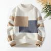 Мужской свитер Осень Зима Colorblock Вязаный Толстый Свободный Теплый С круглым вырезом Длинный рукав