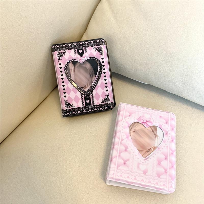 Pink Black Lace Plaid Photo Album Kpop Korea Idol Star Chasing Binder Photocard Holder 3 Inch Collect Book Album