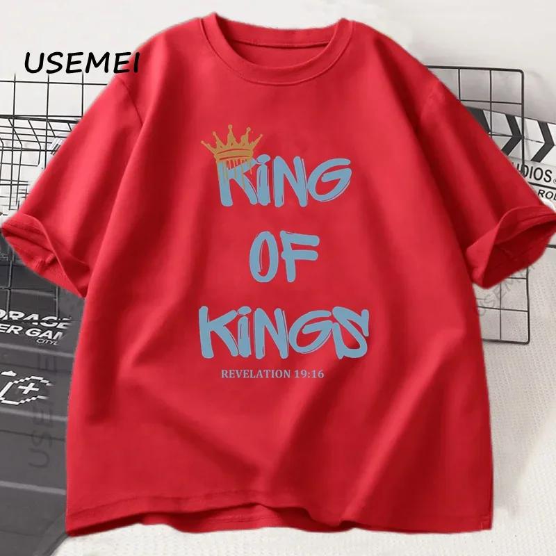 King of Kings TShirt Christian Clothing Religious Gift for Unisex Unisex Jesus Christ Streetwear Faith Cotton Short Sleeve Tees