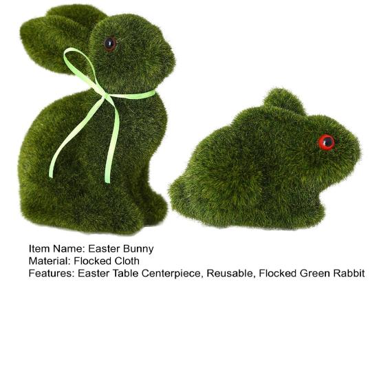 1 шт./2 шт. Статуэтка пасхального кролика из искусственного мха, фигурка кролика из флокированного зеленого кролика, украшение для стола, пасхальный подарок для семьи и друзей