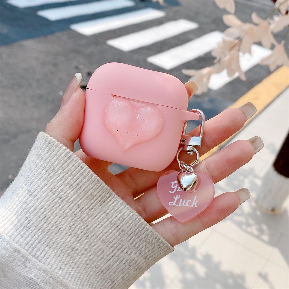 Girl powder glitter big love earphone cover for Apple AirPods 1 /1 generation personalized protective cover PRO1/PRO