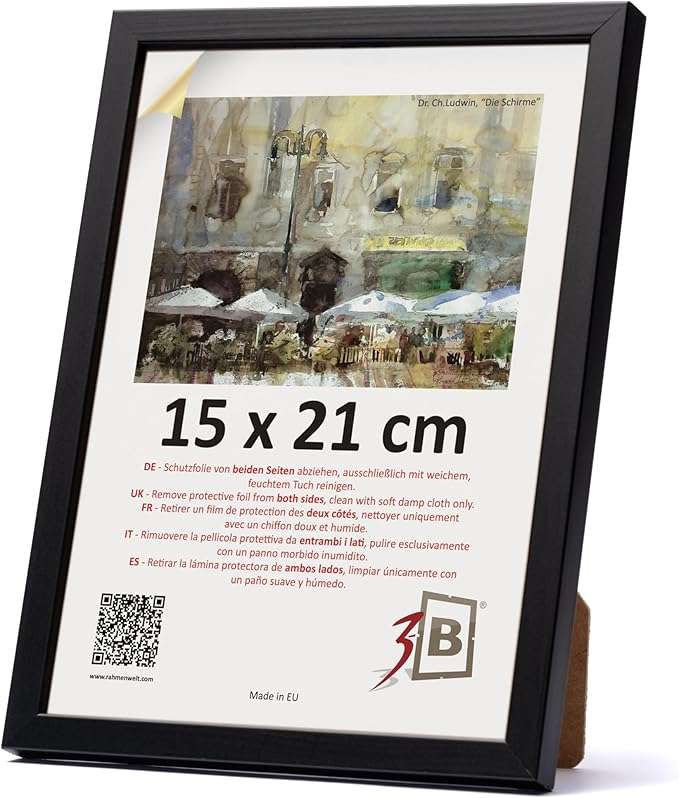 Ramka na zdjęcie drewniana ze szkłem akrylowym 15x21cm czarna