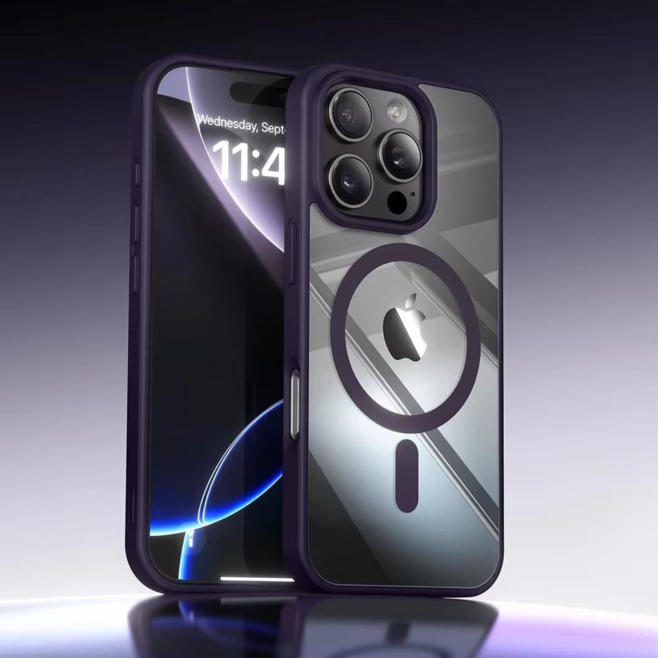 Магнитный прозрачный чехол для телефона для iPhone 16E 14 15 16 Plus 11 12 13 Pro Max X XR XS MAX 12 13 Mini Зарядка Magsafe Ударопрочный чехол