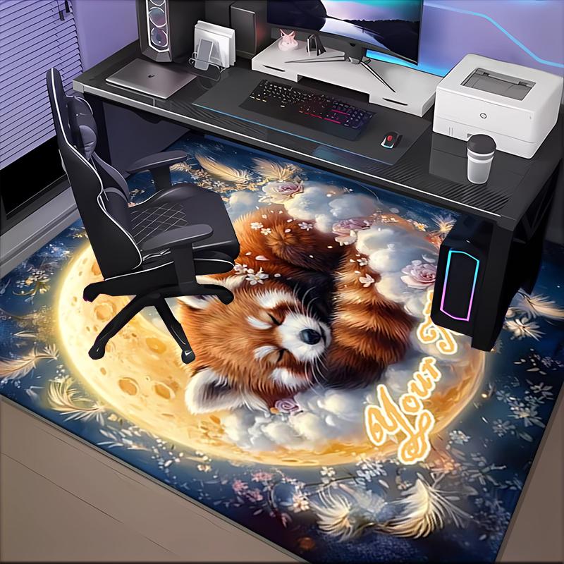 1PC Custom Name Moonlit Dreams Panda Theme Floor Mat Ideal for Living Room, Game Rooms, Office, Bedroom, Floor Mat Playful Design