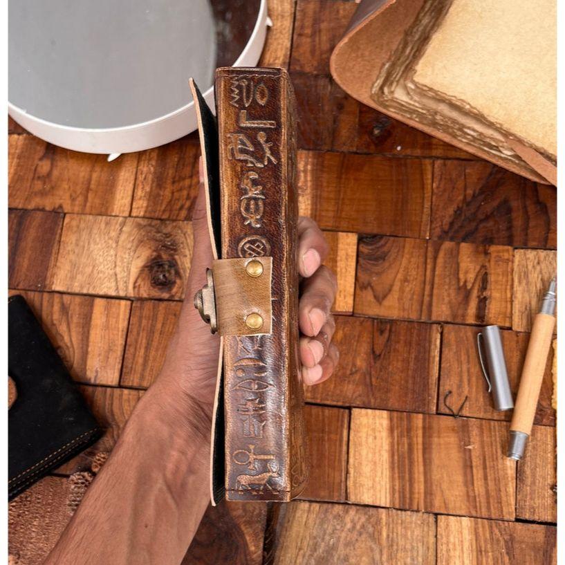 Египетский винтажный кожаный журнал с замком, древняя книга теней с иероглифами, гримуар, пустая книга заклинаний, дневник ведьмы, духовные подарки