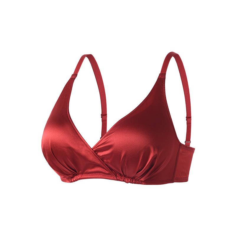 Бюстгальтер Tangge из двухслойного шелка со сборками - гладкий, без стали, тонкий, 19 момми