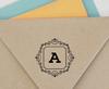 Printtoo Square Swirl Border Alphabet A Monogram Initial Self Inking Rubber Stamp Office