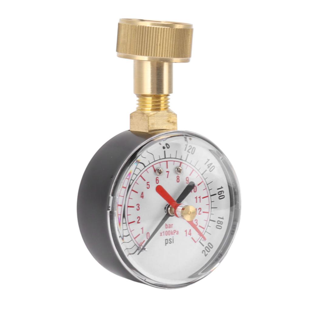 Water Pressure Gauge Aluminum Alloy Iron 0 To 200Psi Universal Water Pressure Test Gauge with 3 4 Female Hose Thread