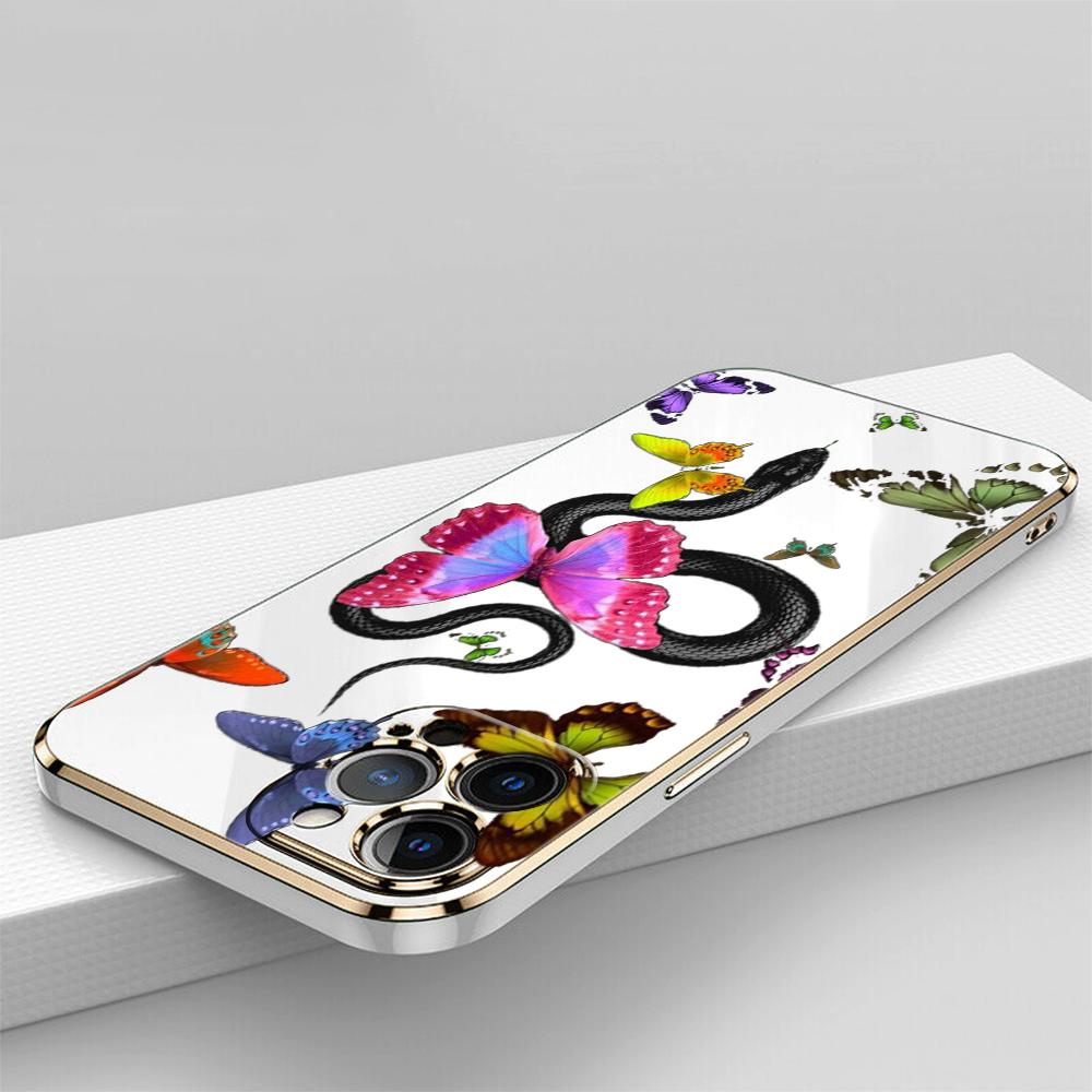 N77 бабочка, черное золото, змеиное покрытие, мягкие чехлы для телефонов из ТПУ для Xiaomi 14 Poco M5s X5 Redmi 13C 12C 8 Note 12 10 11 13 Pro Plus, противоударный чехол