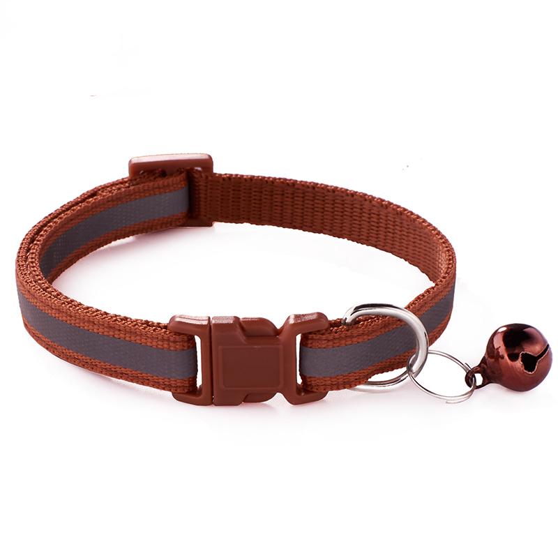 18 Colors Available Reflective Light Stripe AirTag Cat Bell Collar for Small Dogs Polyester with Ribbon Print Decoration