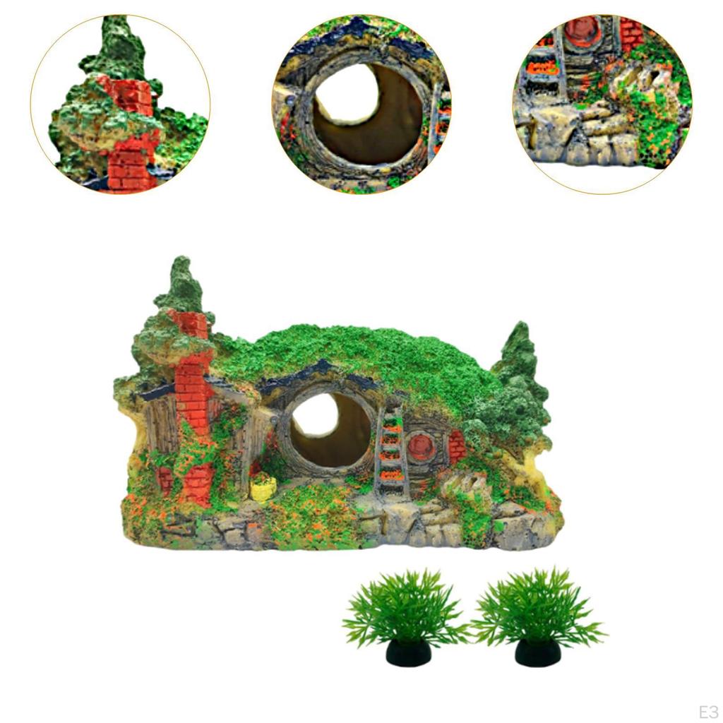 Aquarium Decor House Cave Hole Shelter, Accessories for Betta, Creative, Fish Tank Hut,
