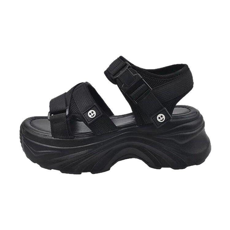 Популярные супер-пожарные французские спортивные сандалии на платформе, женская летняя одежда, high sense 2025, новые пляжные римские туфли на каблуке