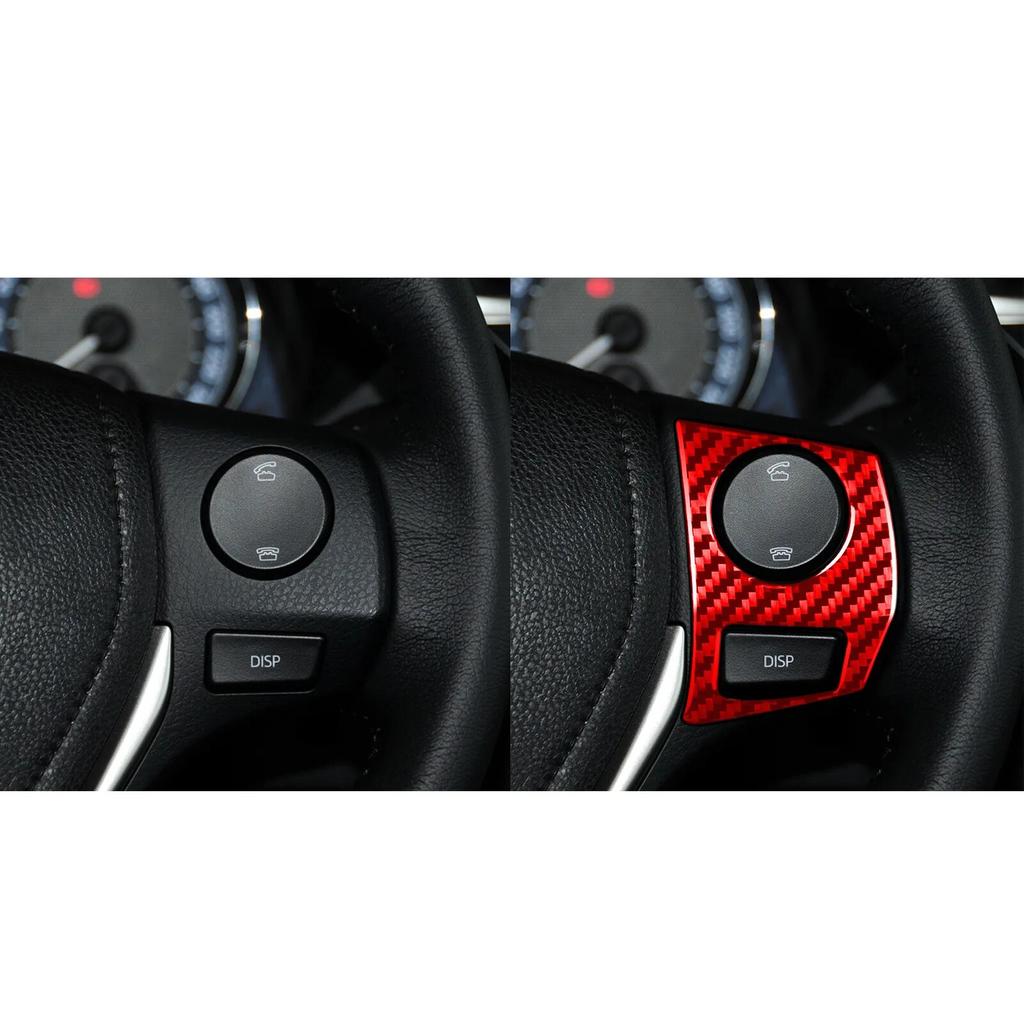 Carbon Fiber Car Steering Wheel Plate Stickers Button Frame Trim Decals For Toyota Corolla 2014- Auto Interior Accessories