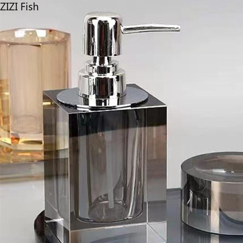 Glass Crystal Bathroom Wash Set Hotel Hand Sanitizer Bottle Set Soap Dispenser Soap Dish Modern Home Bathroom Accessories Set