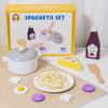 Wooden Simulation Food Spaghetti Cook Kitchen Pretend Play Makeup Barber Set Pasta Houseplay Roleplay Game for Kids Education