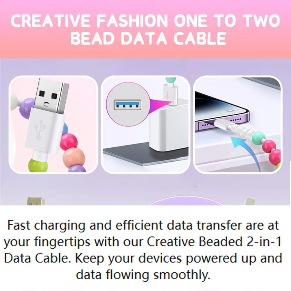 Usb C Beaded Cable Fast Charging Multifunctional Charger Cable Type C Beaded Charger High-Quality Cable Stars Beads Charging For