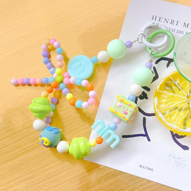 Candy Color Phone Buckle Beads Cute Lanyards Bead Chain Pendant For Phone Strap