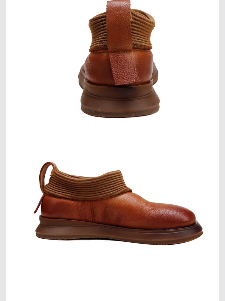 Johnature Женские туфли на плоской подошве из натуральной кожи в стиле ретро, ​​однотонные лоферы без шнуровки на мягкой подошве с круглым носком