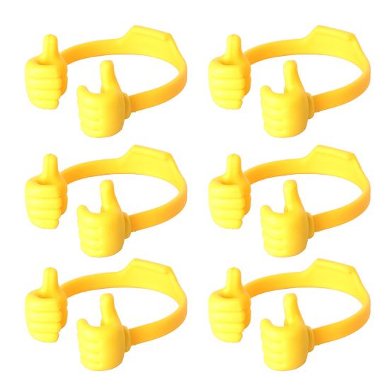 6Pcs Adjustable Thumb Mobile Phone Holder Portable Lightweight Universal Thumbs Shape Desk Tablets Cellphone Stand Home Office Decoration