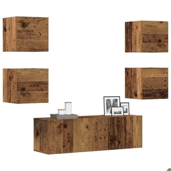 Maison Exclusive - Ensemble de meuble TV mural 5 pcs vieux bois bois d'ingénierie