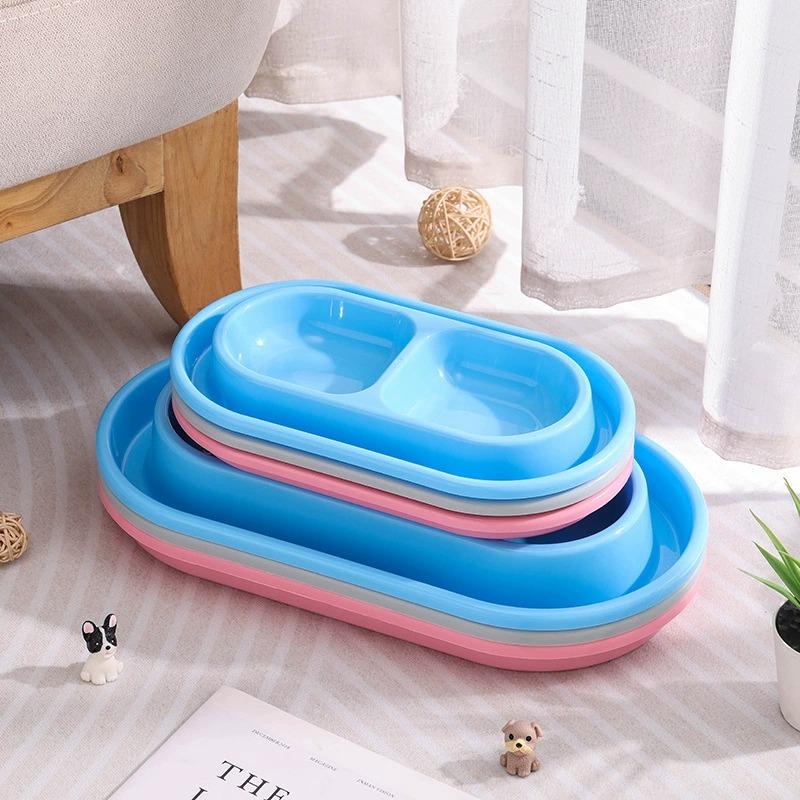 Cuenco doble para gatos con soporte elevado, comedero antideslizante para mascotas y protección cervical