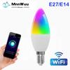 WiFi E14 Candle RGB LED Light Bulb 100-240V Smart Dimmable Lamp Work With Alexa Lamp Google Home Yandex Alice Smart Light