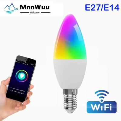 Wi-Fi E14 Свеча RGB Светодиодная лампа 100-240 В Умная лампа с регулируемой яркостью Работает с лампой Alexa Google Home Яндекс Алиса Умный свет