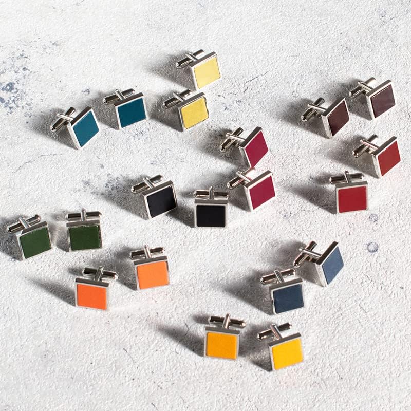 Tabarat Запонки из натуральной кожи, сделанные из латуни, темно-зеленые, мужские, Япония, Запонки, (Светлое золото)