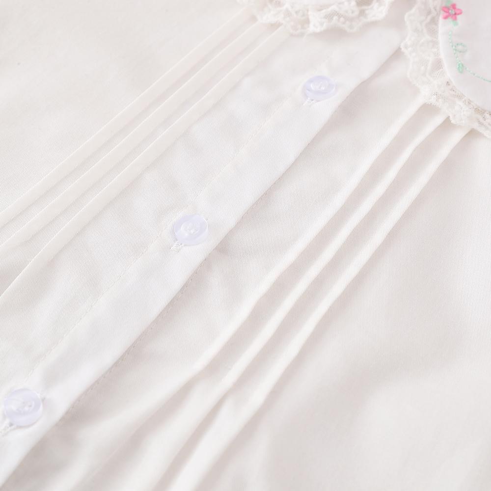 Рубашка для девочек 2025 года, весна-осень, новое поступление, кружевной воротник, одежда, детские блузки в студенческом стиле для детей 5-12 лет