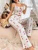 Women's Pajamas Set Sleepwear 2 PCS Short Tank Tops White Ventilate Soft Casual Love Printing
