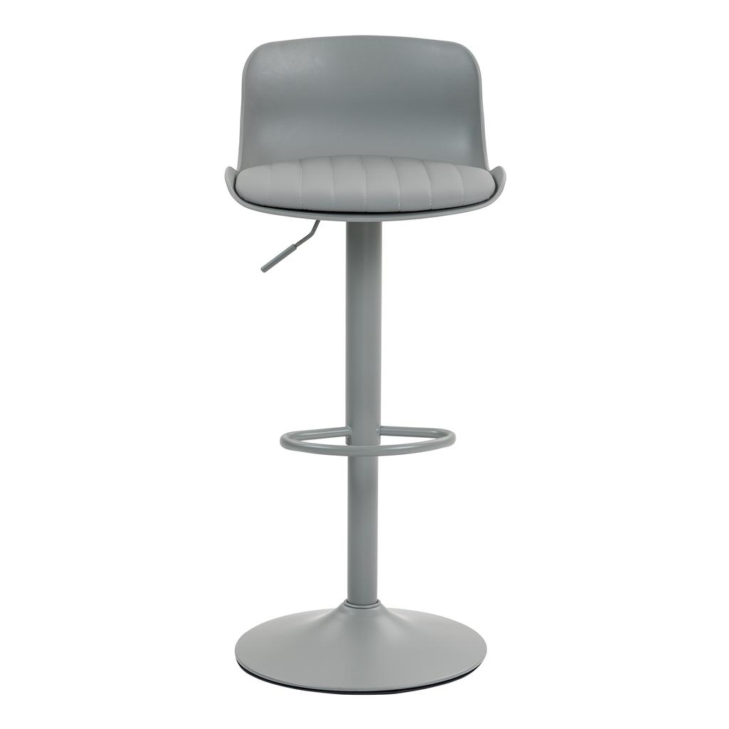 Modern Adjustable Swivel Bar Stools Set of 2, Plastic Backrest & Faux Leather Seat, Gas Lift Height, Metal Base with Footrest, Kitchen Counter