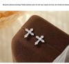S925 Korean Silver Zircon Cross Earrings - Single Diamond, Personal and Simple Design